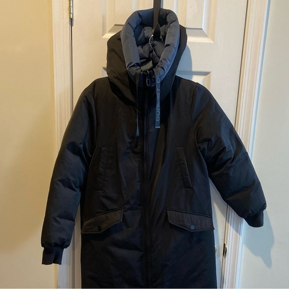 Dualist Stella Coat Womens T1 Navy Hooded Long Puffer Parka Synthetic Insulated - Picture 5 of 16